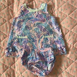 Lilly Pulitzer Pink and Blue Baby Dress Set